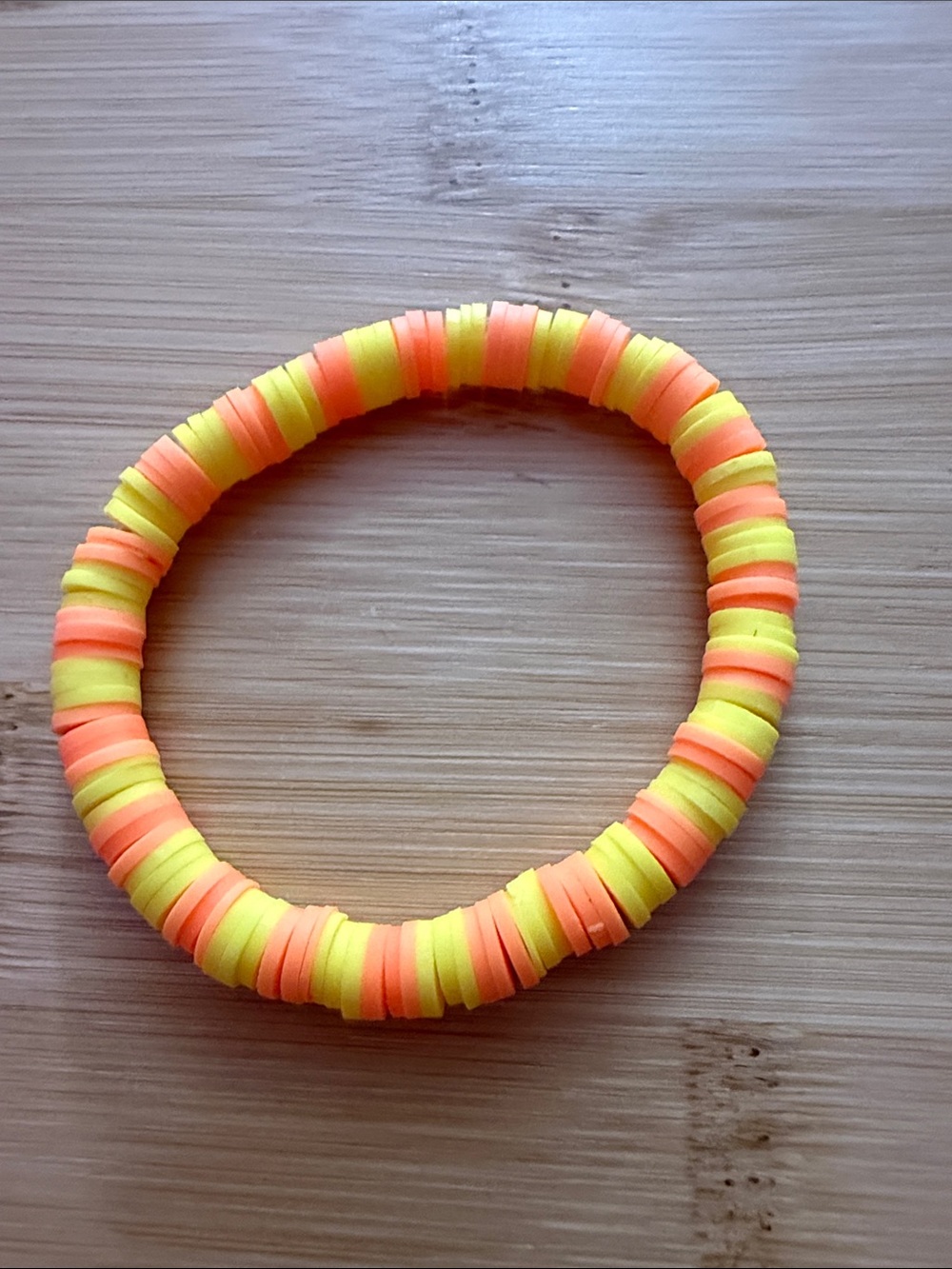 Neon Orange & Yellow Kids Beaded Stretch Bracelet